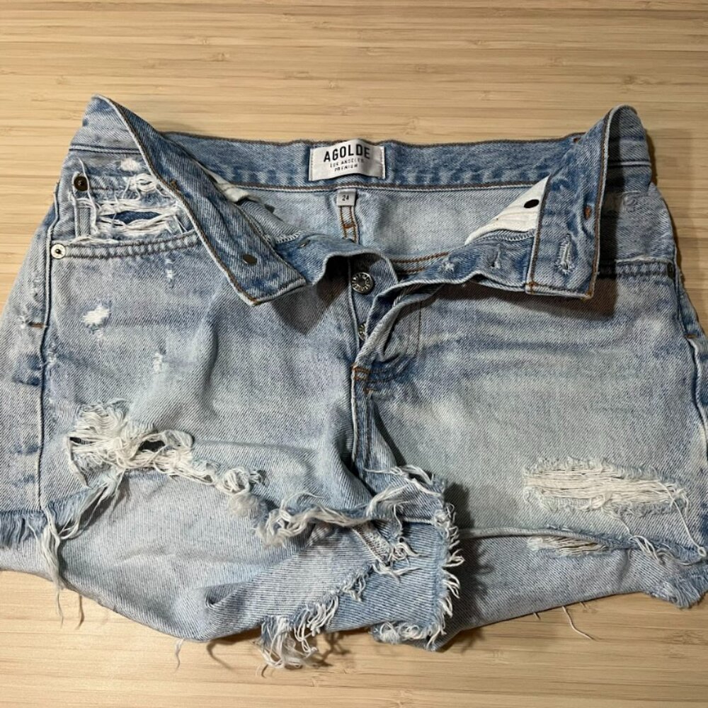 Agolde Distressed Denim Shorts
